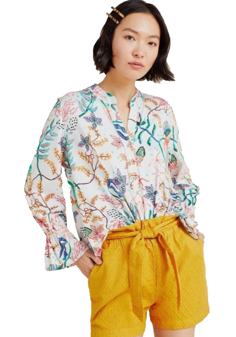 Aldomartins Anthropologie Floral Tropical Vacation Brunch Blouse XS MSRP $148
